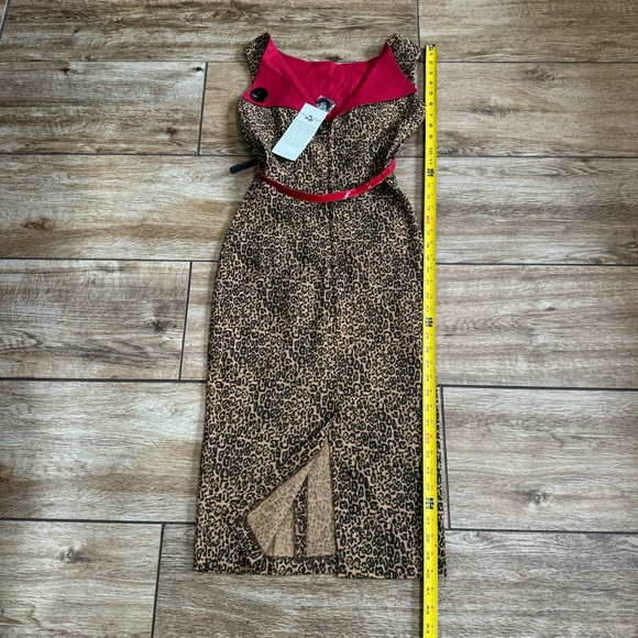 Bettie Page By Tatyana Leopard Print Pinup Dress Sz XS NWT! Wiggle Dress Vintage - Picture 10 of 16